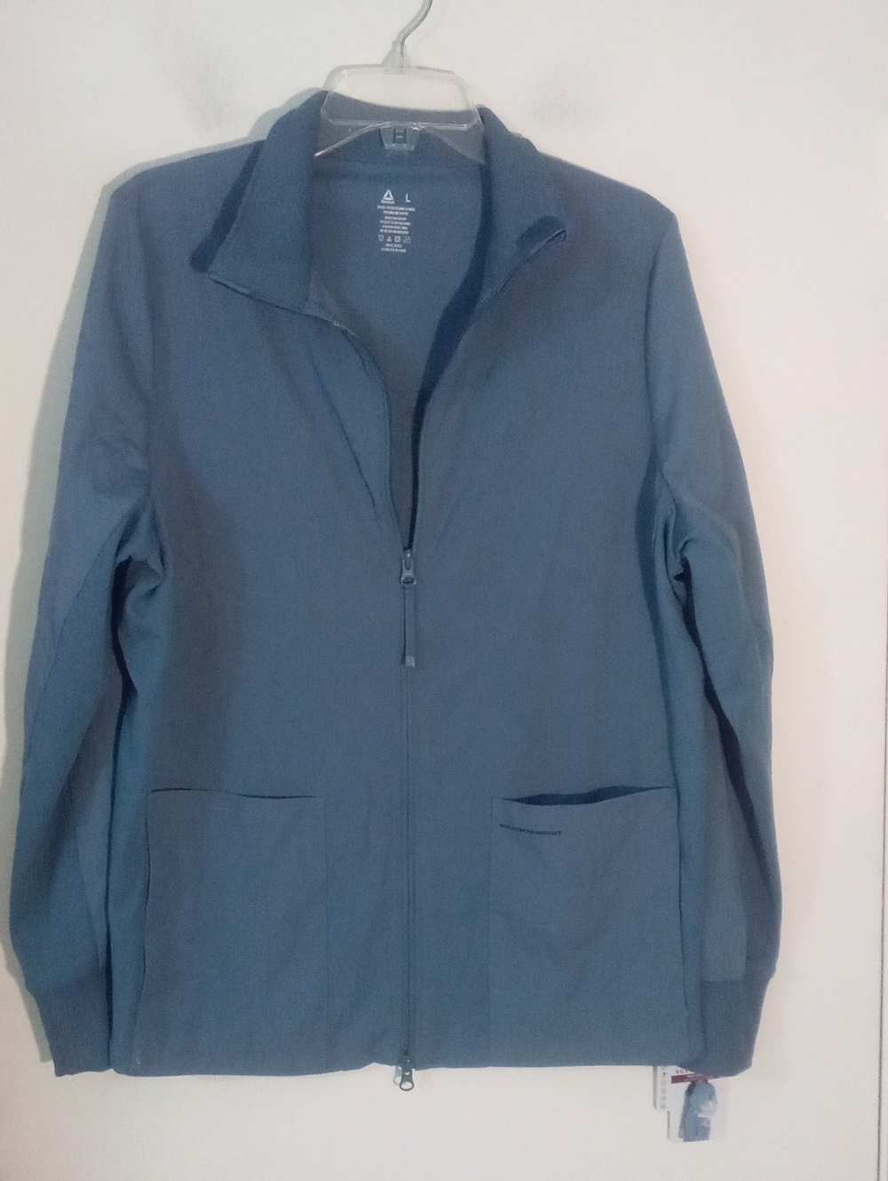 Reebok Scrub Medical Light Blue Jacket Large NWT Pockets Zip Up